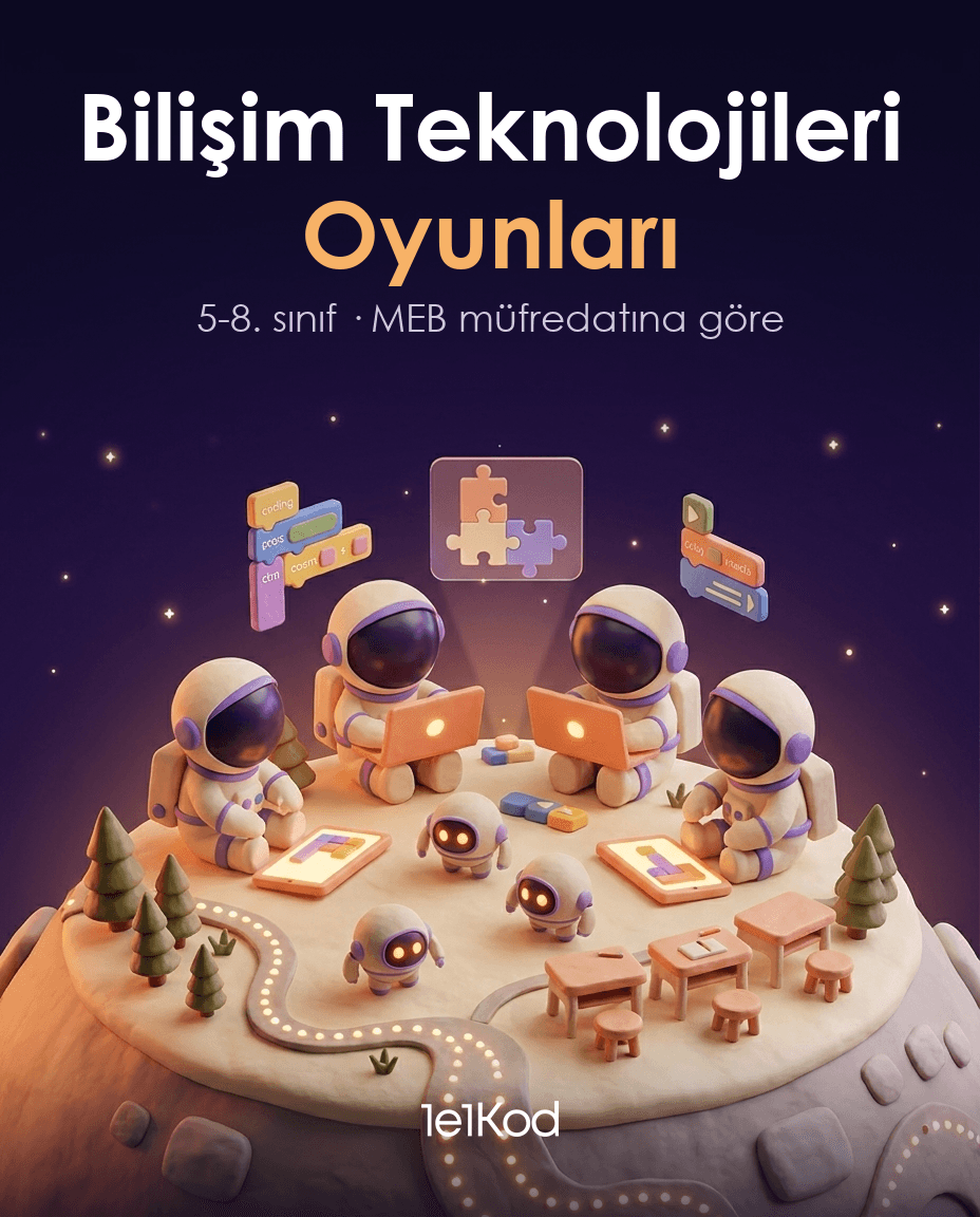 Bilişim Teknolojileri dersinde blok tabanlı kodlama oyunu oynayan ortaokul öğrencileri