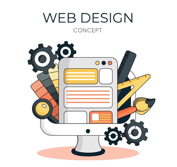 Web tasarım araçlarını gösteren HTML ve CSS illüstrasyonu